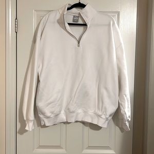 TNA - WHITE COZY FLEECE 1/4 ZIP SWEATER - PLUS SIZE